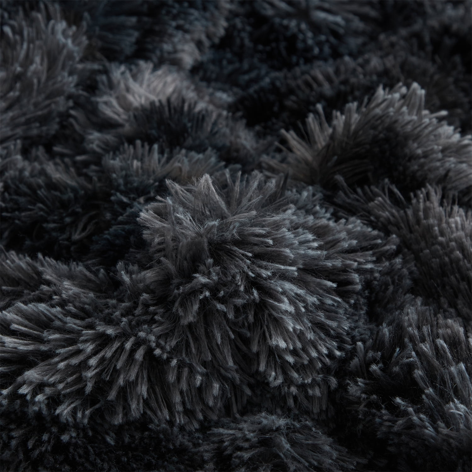 Wajade Plush Shaggy Comforter Set Fluffy Fuzzy Faux Fur Bedding Set - 3PC Microfiber Soft Warm Quilt Set(Black Tie Dye,Queen Size)