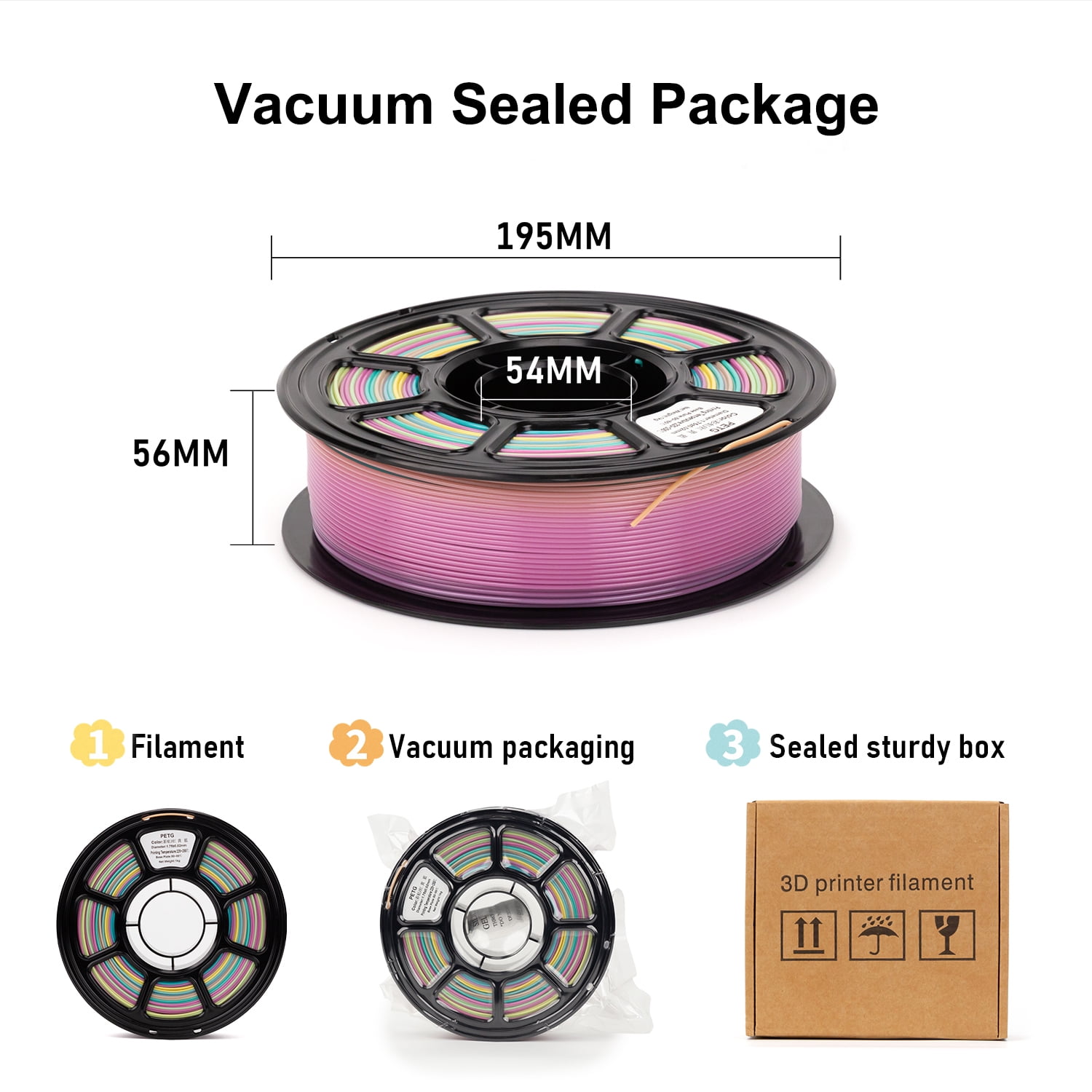 PETG 3D Printer Filaments for Most FDM 3D Printers, Multicolor