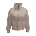 thumbnail image 4 of adviicd Scoop Sweatshirt for Women Womens Sweatshirts Half Zip Cropped Pullover Quarter Zipper Hoodies Fall outfits Clothes Thumb Hole (Khaki,M), 4 of 4