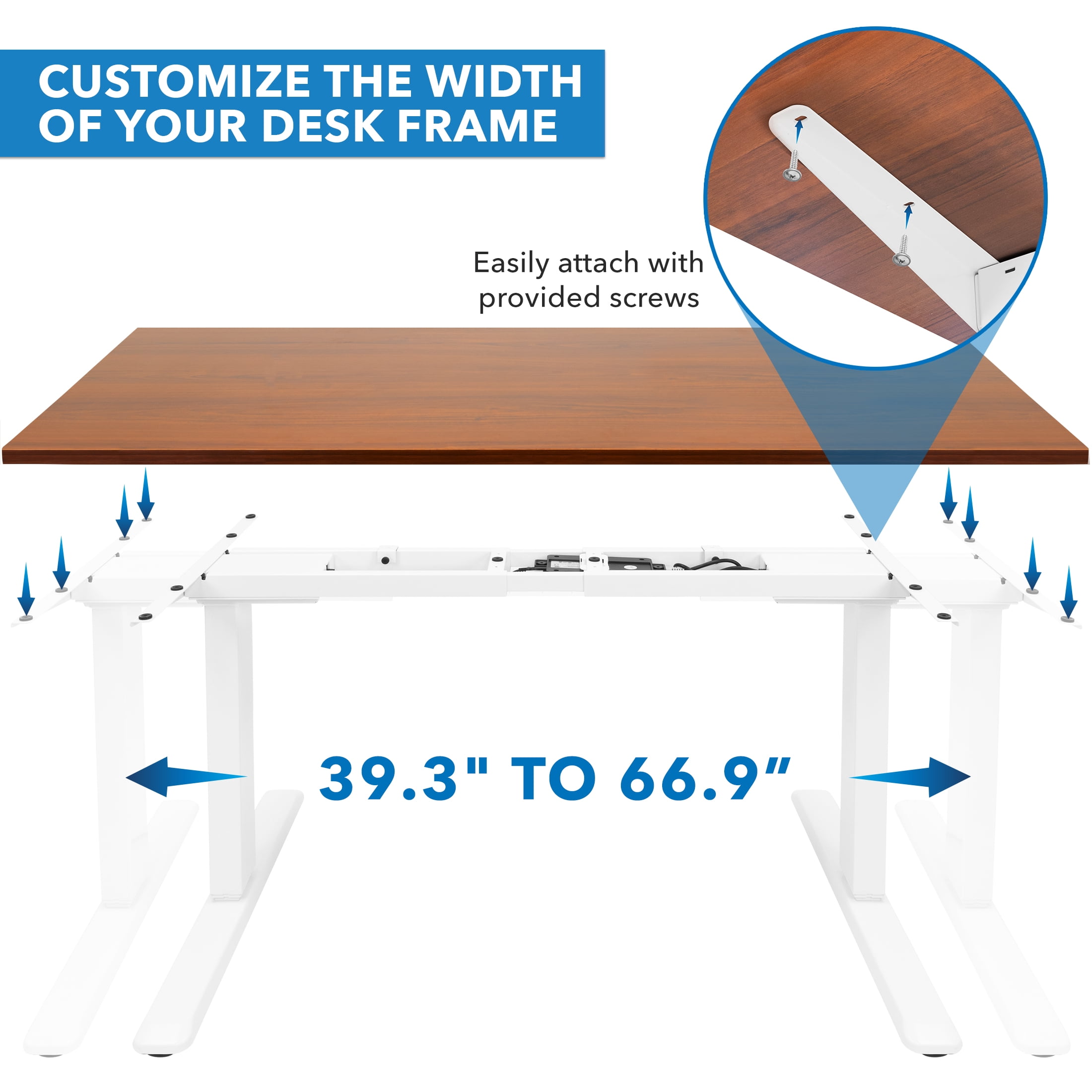 Mount-It! Electric Sit-Stand Desk with Extra-Wide Brown Tabletop and Dual Motor, White Frame