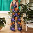 thumbnail image 5 of WTOBBY Women's Sleeveless Cotton Romper with Halloween Print, Casual Overalls Featuring Adjustable Straps, Pockets, Comfy Fit for Summer, Cute and Stylish,Light PurpleXL, 5 of 7