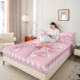 thumbnail image 4 of Manfei Girls Pink Pearl Bowknot 4pcs Bed Sheets,Ribbon Bowtie King Sheets,Dreamy Princess Super Cozy Sheet Set,Microfiber Bedroom Decor, 4 of 7