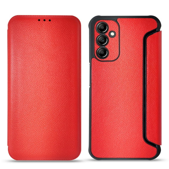 Reiko Magnetic Wallet Leather Phone Case for Samsung Galaxy A14 5G in Red