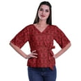 thumbnail image 3 of Moomaya Printed Wrap Over with Belt Style Top For Women Printed V-Neck Casual/Formal Top, 3 of 6