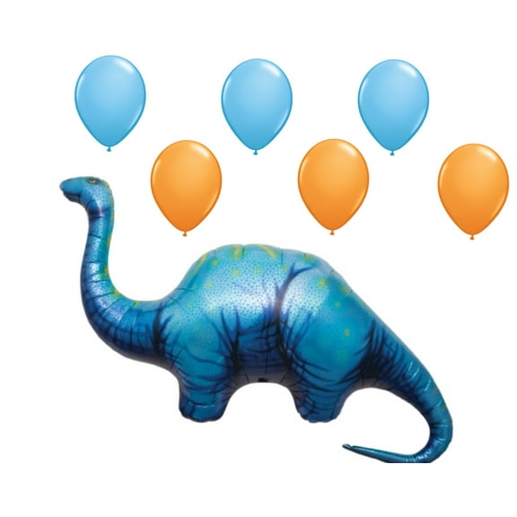 Dinosaur Theme Balloon Set; 51 Inch Apatosaurus Balloon, 6x pcs Latex Baloons