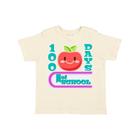 

Inktastic 100 Days of School Happy Apple on Book Gift Toddler Boy or Toddler Girl T-Shirt