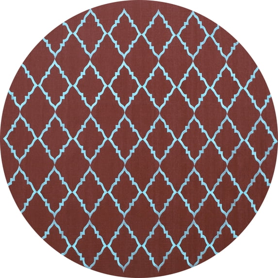 Ahgly Company Indoor Round Trellis Light Blue Modern Area Rugs, 5' Round