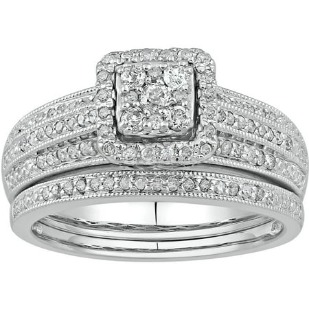 1/2 Carat T.W. Diamond Framed Sterling Silver Bridal Set