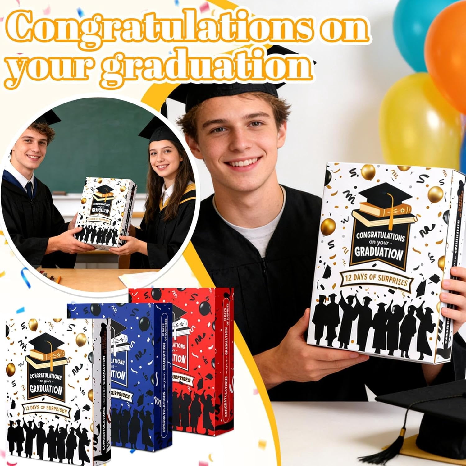 Graduation Memory Box, DIY Keepsake Storage Case for Diploma, Cap, Tassel, Photos & Mementos, Red
