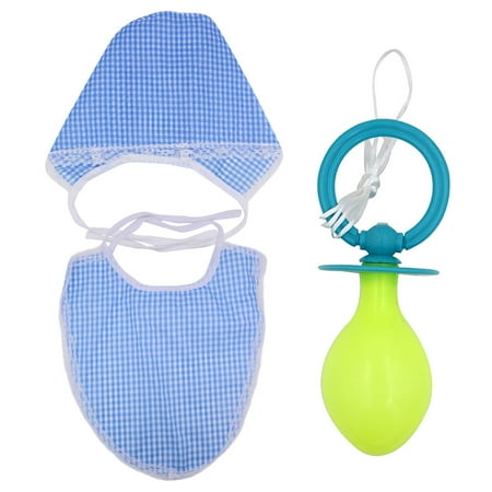 

3 Pcs Funny Adults Cosplay Baby Pacifier Bib Hat Set Party Funny Props Baby Kids Accessories Kit (Blue)