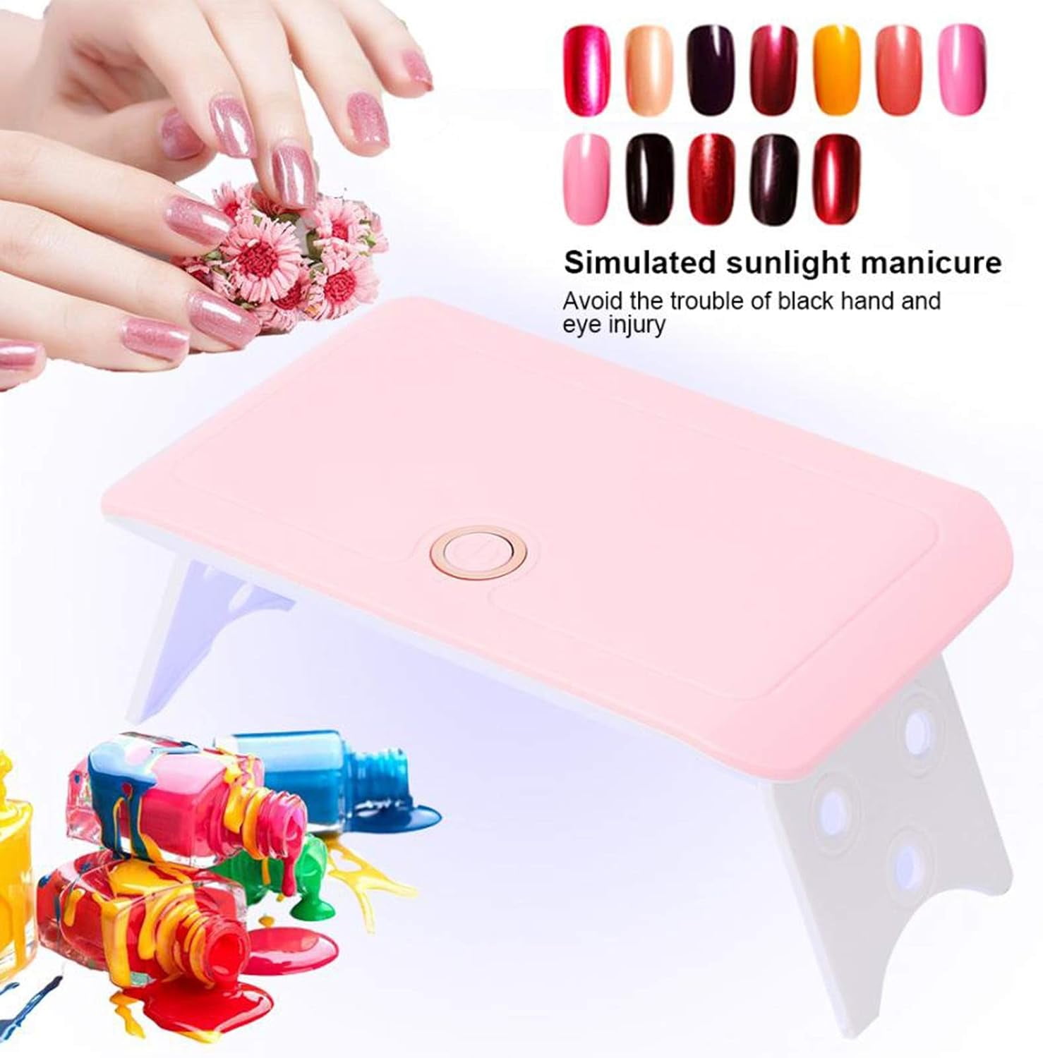 Lamp Nail Dryer 24W Lamp for Nails Manicure Machine Mini Portable Nail Lamp Gel Nail Polish Gel Varnish(OneColor)