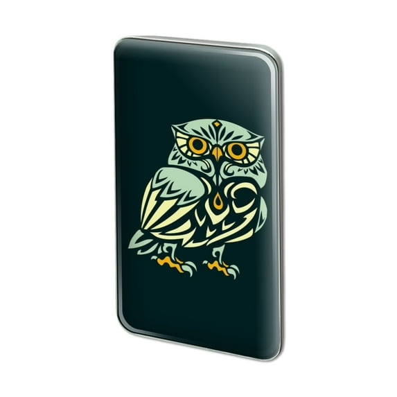 Wise White Tribal Owl Metal Rectangle Lapel Hat Pin Tie Tack Pinback