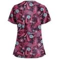 thumbnail image 2 of Ozmmyan Womens Tops Scrubs for Women Short Sleeve V-neck Scrubs Tops Working Uniform Printed with Two Pockets Blouse Nursing Uniform Saving Clearance, 2 of 3