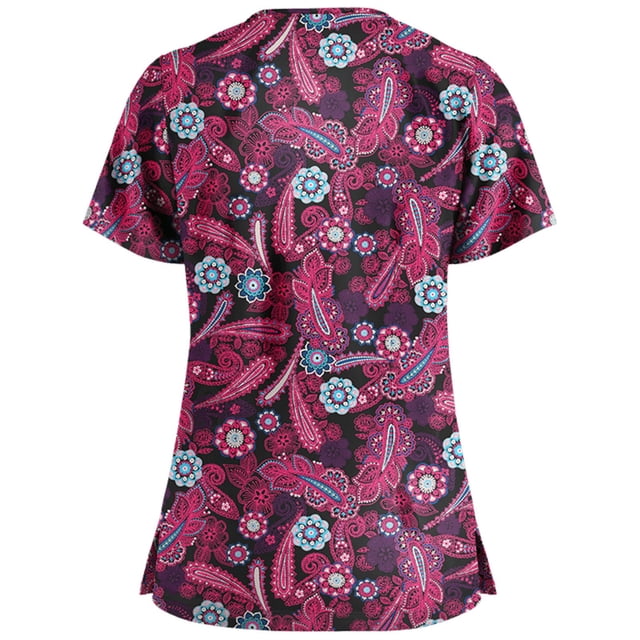 Short Sleeve Tops for Women Short Sleeve V-Neck Tops Working Uniform Blouse