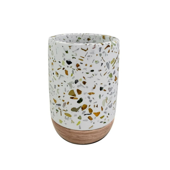 hometrends Tan Terrazzo Tumbler, sandstone terrazzo tumbler for bathroom use, Sandstone terrazzo