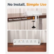 YUNZII Desk Clamp Power Strip 6FT, 2100J Surge Protector, 5 Outlets 4 USB Ports (2 USB C), Grey