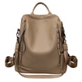 thumbnail image 2 of Womens Backpack Soft Leather Backpack Large Capacity Fashion Casual Travel Daypack Khaki One Size, 2 of 4