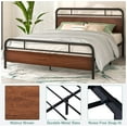 thumbnail image 6 of Allewie Walnut Queen Size Metal Platform Bed Frame with Wooden Headboard, Noise free, 6 of 7