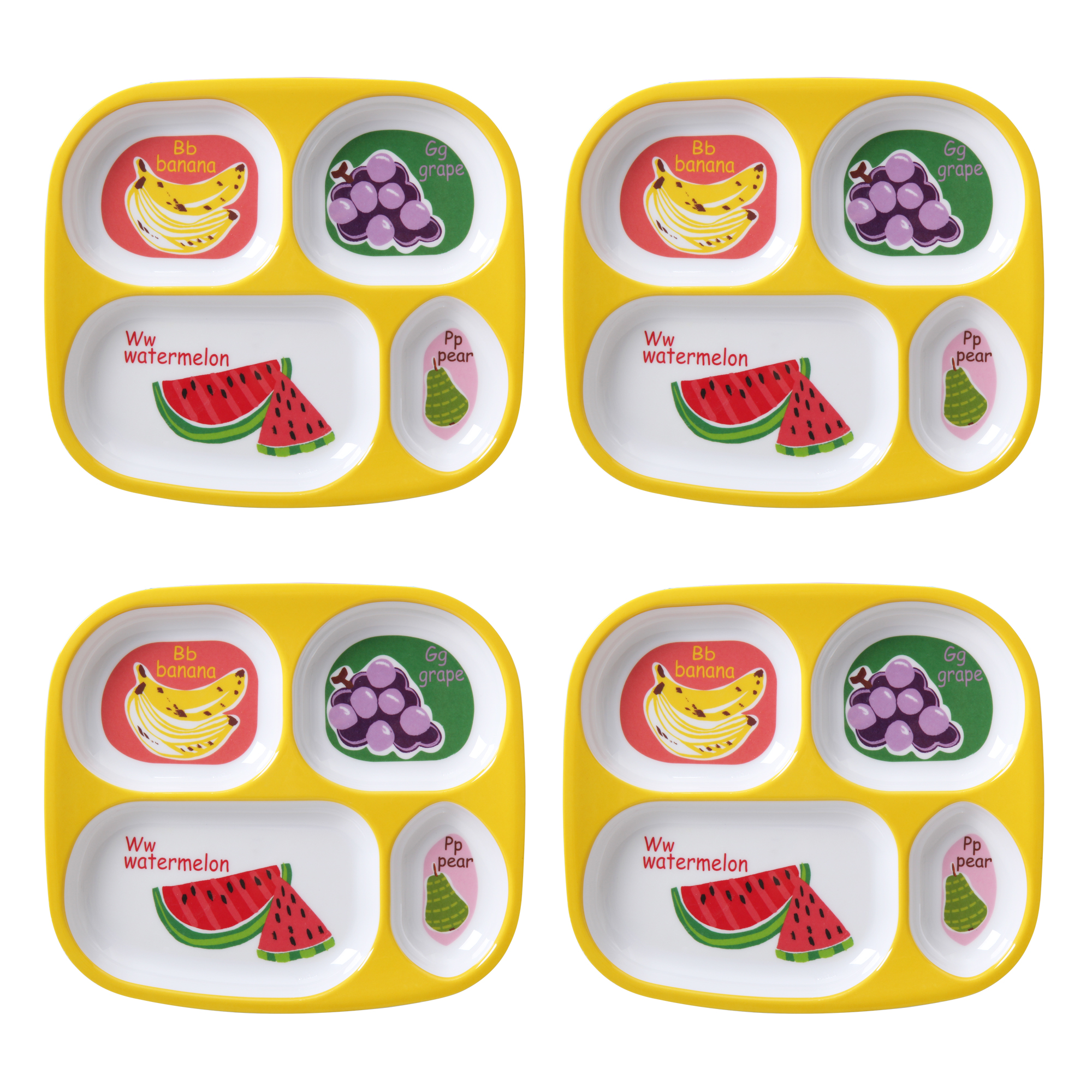 Mainstays Kids 4-Pack Melamine Divided Plates, ABC's of Health - image 4 of 6