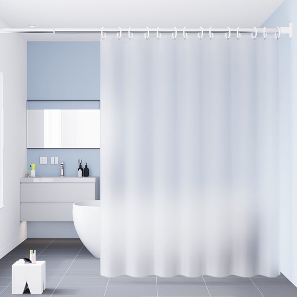 Waterproof shower curtain semi-transparent pure white single curtain without rod width 300*height 200 (with hanging ring)
