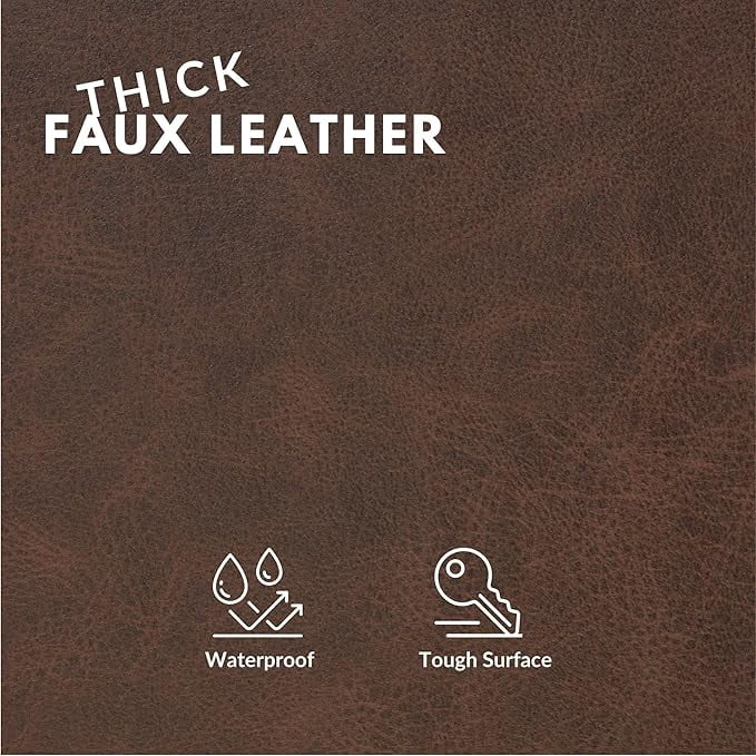 Faux Leather Fabric, Thick Durable Synthetic Repholstery Leather Vinyl, Soft Touch Distressed DIY and Craft Material - Cut by The Yard (Cocoa)