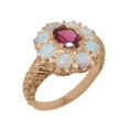 thumbnail image 1 of LBG British Made 14k Rose Gold Natural Pink Tourmaline & Opal Womens Statement Ring - 33 size options - Size 11.5, 1 of 8
