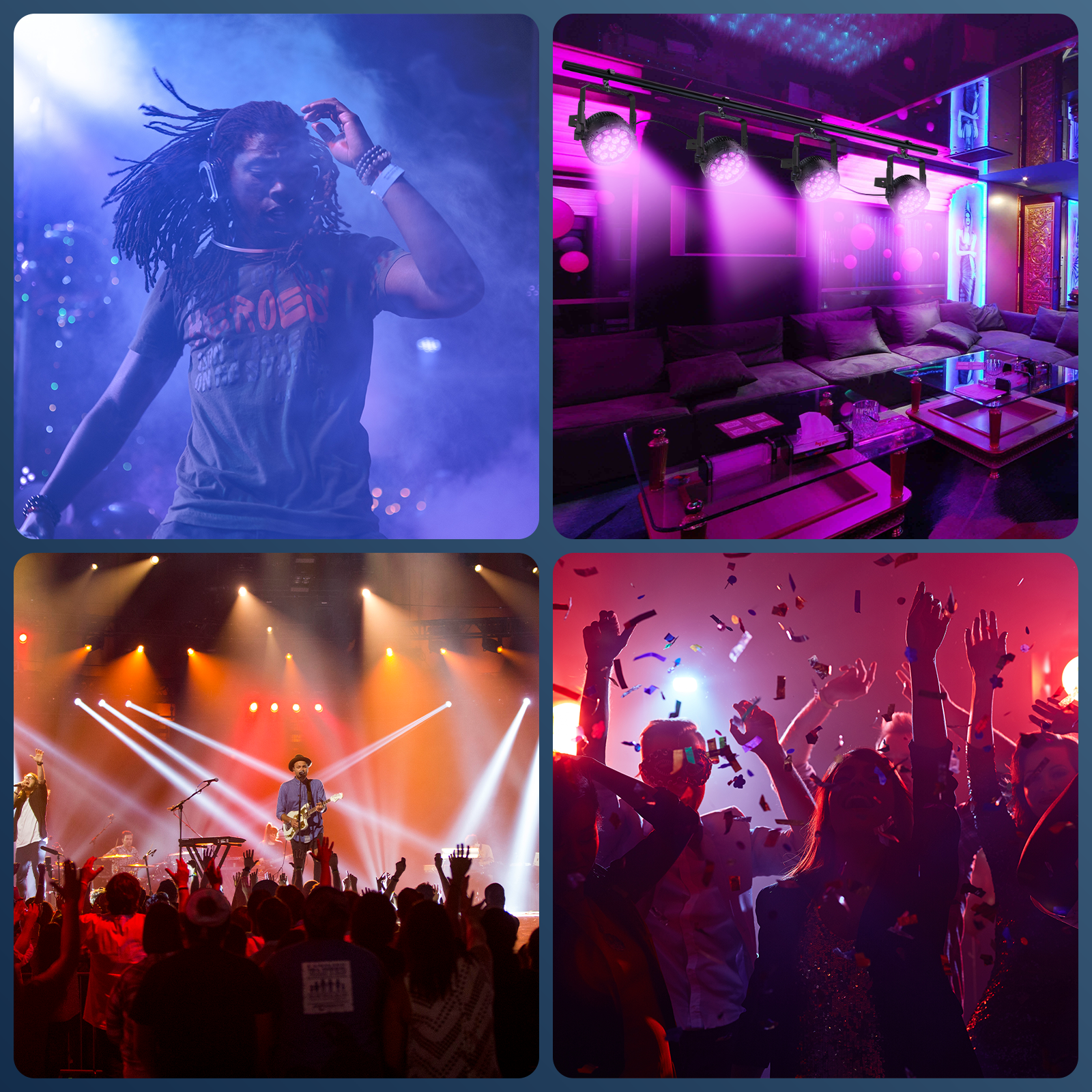 Par Light IP65 Waterproof 14PCS RGBW 4-IN-1 LED Lighting Outdoor Stage Light DMX Party Strobe Effect DJ Light for Church Night Disco Club Wedding
