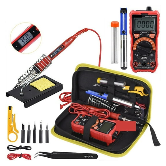 80W Soldering Iron Kit ,Adjustable Temperature LCD, With Multimeter Soldering Tips Desoldering Pump Welding Tools ,Portable
