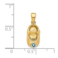 thumbnail image 2 of 14k Yellow Gold Textured Polished 3-d December Blue Topaz Engraveable Small Shoe Charm 19x7mm Wide Pendant Necklace for, 2 of 2