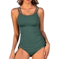 thumbnail image 1 of Charmo Women's Two Piece Swimsuit Side Drawstring Tankini Tops with High Waisted Bikini Bottoms, 1 of 6