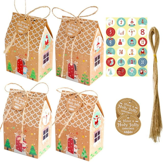 Regalo De Cuenta Regresiva De Navidad Con 24 Pegatinas Digitales Y Cuerda De Cáñamo Papel Kraft Cookie Candy Bag Suministros De Fiesta De Navidad Para Galletas Y Chocolate sonducket HA045218-02