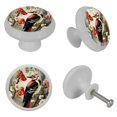 thumbnail image 7 of Woodpecker Bird on Red Berries Branch Glow in The Dark Crystal Glass Cabinet Knobs 4 Pcs Drawer Handles for Kitchen Cabinets Dresser Cupboard Wardrobe, 7 of 7