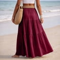 thumbnail image 4 of Linen Skirts for Women Casual Flowy Tiered Maxi Skirt Comfy Vintage Beach Travel High Waisted Boho Skirt with Belt XL, 4 of 8