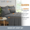 thumbnail image 3 of Swift Home Bonus Pillowcases Eco Friendly Bamboo Blend Sheet Set, 6 PC, Queen, Charcoal Gray, 3 of 6