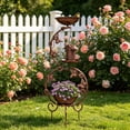 thumbnail image 2 of Zimtown 37.8" Bird Bath, Bronze Decorative Birdbath for Garden Yard Patio Lawn Outdoor Decor, Solar Feeder and Flower Planter Pedestal, 2 of 13