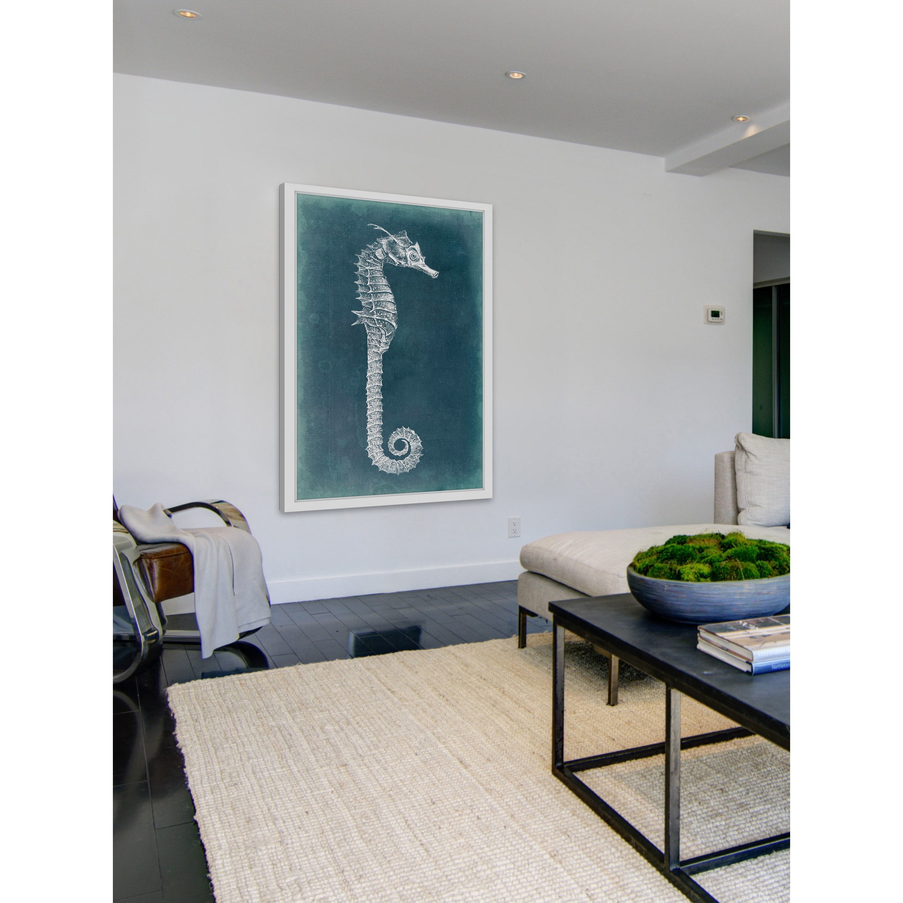Marmont Hill Azure Seahorse II Framed Painting Wall Art Print