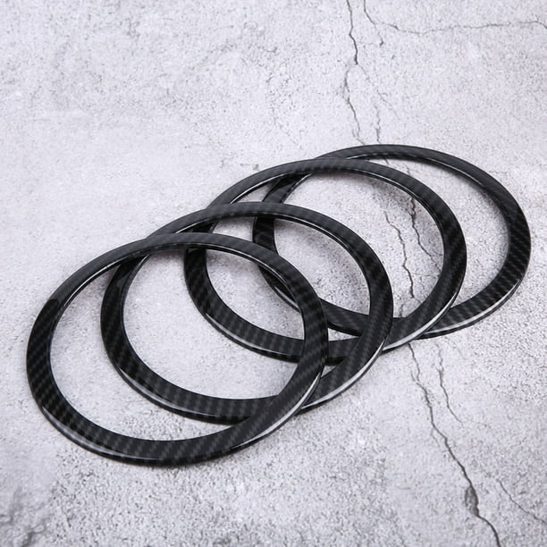 Embellecedor de anillo para altavoz de puerta de coche, 4 piezas, estilo fibra de carbono Embellecedor de anillo para altavoz de puerta, estilo fibra de carbono, integración perfecta