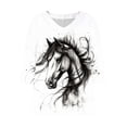 thumbnail image 4 of Women's Tops, Tees & Blouses Plus Size,Womens Tops Horse Printed 3/4 Sleeve Western Vintage 3D Graphic T Shirts Vneck Funny Gift Shirts Equestrian Cowgirl Blouse, 4 of 5