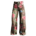 thumbnail image 4 of Jxximdong Pants for Women Women's Vintage Flower Print Casual Wide Leg Pants Pink S Trousers, 4 of 4