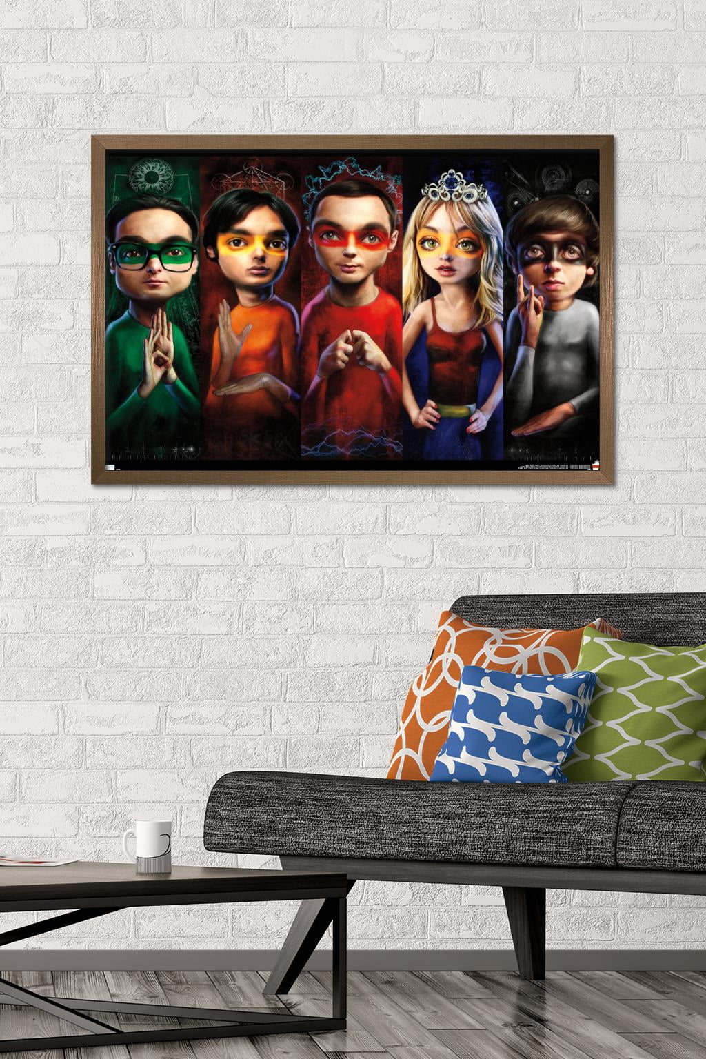 The Big Bang Theory - Faces Wall Poster, 22.375" x 34", Framed