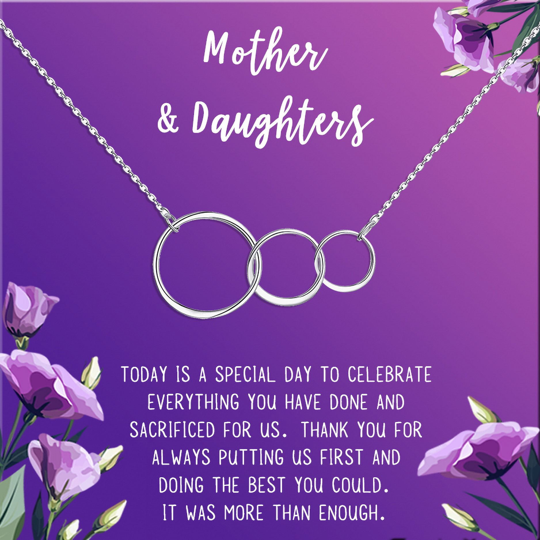 Mother and Daugther Mother's Day Gift, Mother's Day Gift from Daughter, Mother Day Gift Ideas, Necklace and Card Gift for Mom, Gift for Mom, Gift her Her[Silver Triple Infinity Ring,Purple Gradient]