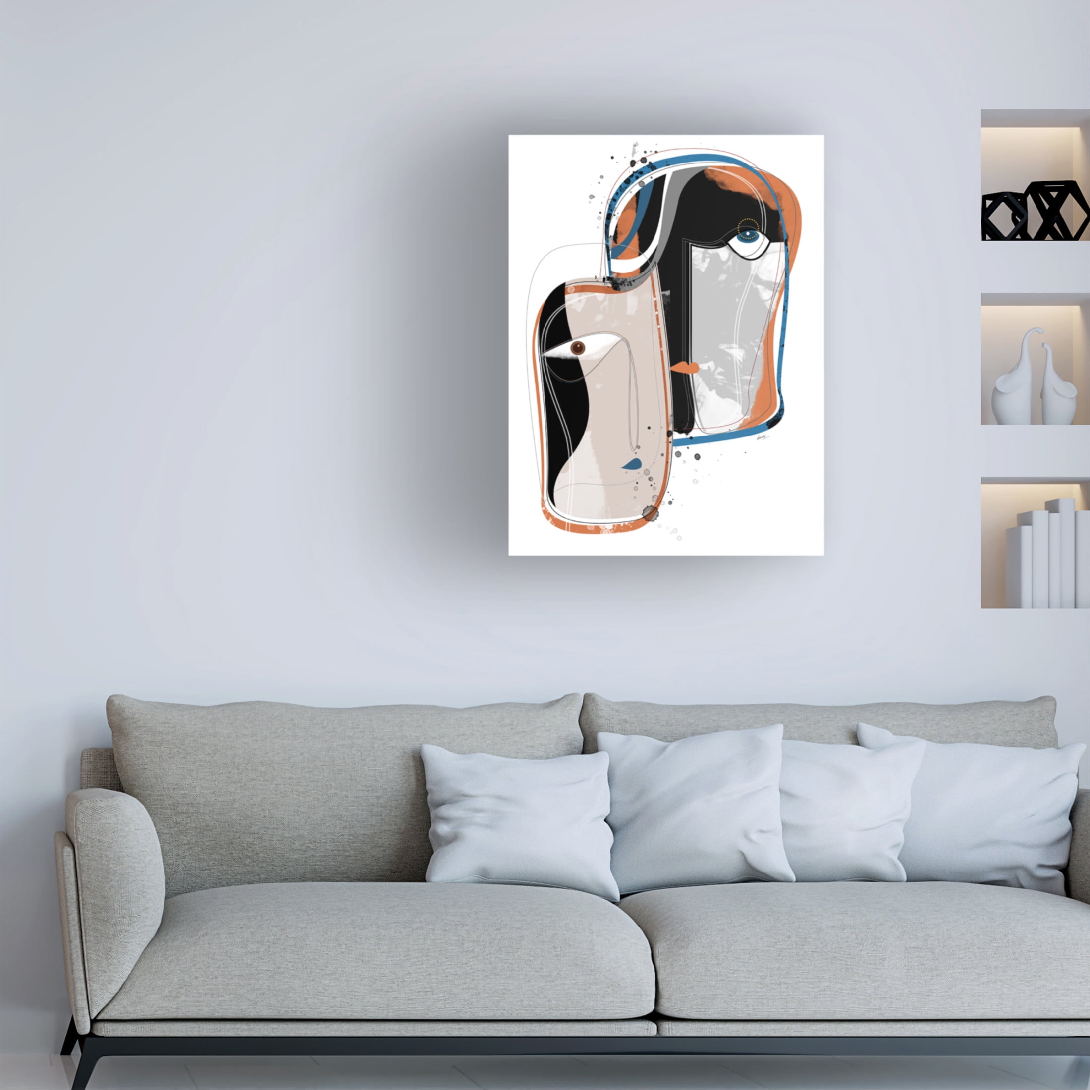 Canvas Wall Art - Ishita Banerjee 'Duo Faces' Wall Art for Living Room, Bedroom, or Office Décor by Trademark Fine Art - 18 x 24 Inches