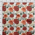 thumbnail image 3 of oneOone Viscose Jersey Orange Fabric Leaves & Rose Floral Sewing Material Print Fabric By The Yard 60 Inch Wide, 3 of 5