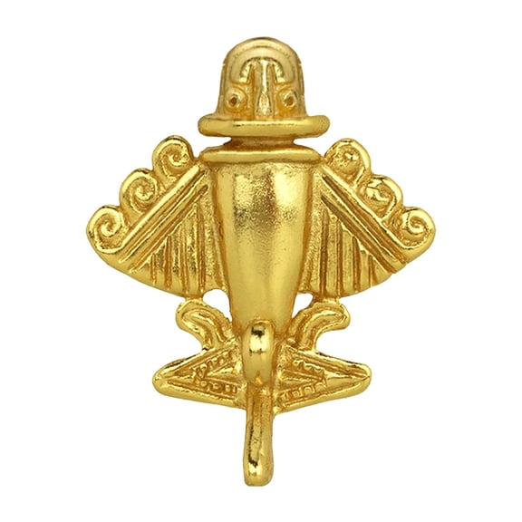 Quimbaya Flyer #9 pre-Columbian Aircraft Lapel Pin by Across The Puddle, 24k Gold-Plated Museum Quality Reproduction | Ancient Astronauts Theory Artifacts | Golden Jets Jewelry Collection