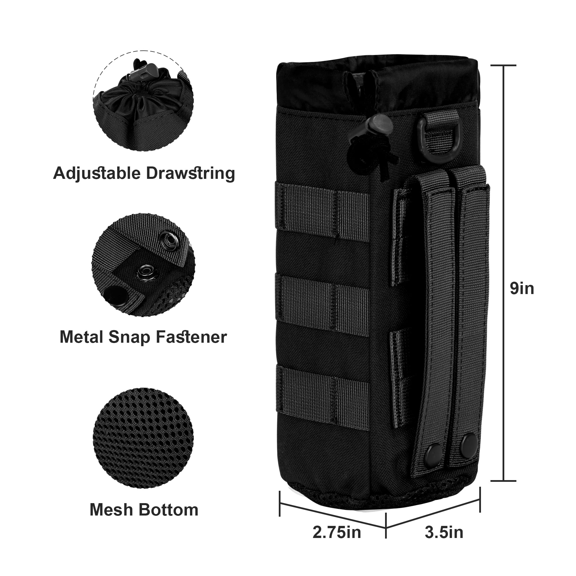 Bombrooster Tactical MOLLE Pouch Kit for Hiking & Camping - 3-in-1 EDC Bag with Phone Holder, Water Bottle Pouch, and First Aid Kit Bag for Outdoor, Duty, Survival Gear