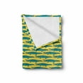 thumbnail image 2 of Gator Soft Flannel Fleece Throw Blanket, Repetitive Doodle Style Drawing of Crocodile Pattern Predator Animal, Cozy Plush for Indoor and Outdoor Use, 60" x 80", Teal Mustard, by Ambesonne, 2 of 6