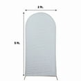thumbnail image 3 of BalsaCircle 5 ft Silver Fitted Metallic Spandex Round Top Wedding Arch Backdrop Stand Cover Party Events Decorations, 3 of 8