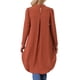 thumbnail image 3 of Tops de Alto y Bajo para Mujeres con Mangas Largas, Cuello Redondo con Abertura en la Espalda, Dobladillo Asimétrico, Blusa Casual Elegante XL Rojo Ladrillo, 3 of 6