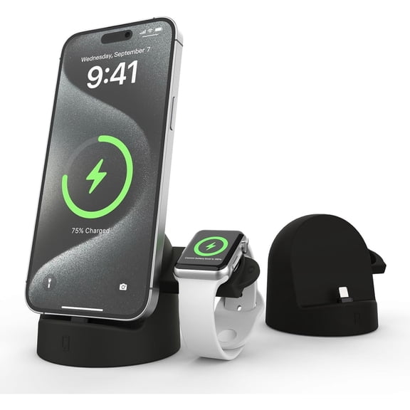 2 in 1 Charging Station for iPhone Apple Watch 15W Charging Stand Dock Holder
