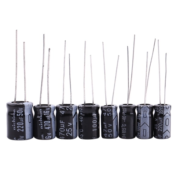 Xirurus 125pcs Electrolytic Capacitors Assortment Kit Set, 1uF~2200uF 25 Values, 16V-50V Rating, Carbon Film Capacitor Assorted Box for Electronic Projects, DIY Circuits, and PC Repair